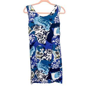 Vintage Jam's World Royal Hawaii Blue Printed Mini Dress Size S